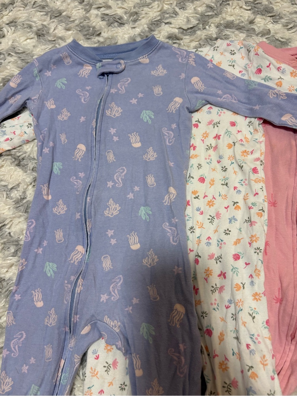 Carter's Purple, Pink, White & Teal Floral and Tropical Pajama Set - Picture 3 of 4